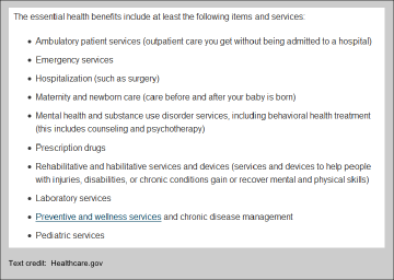 Essental Benefits Healthcare.gov
